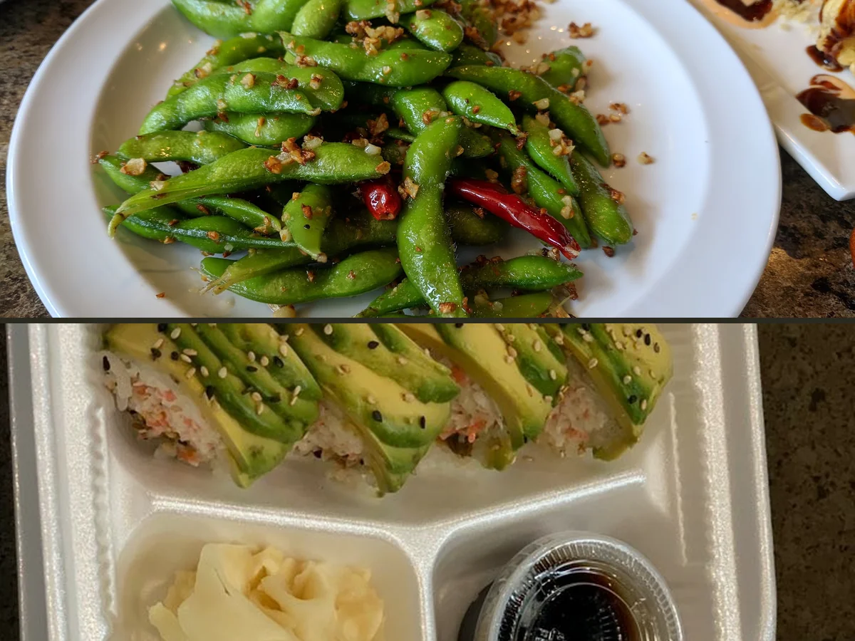 A casual sushi bar with seated guests.